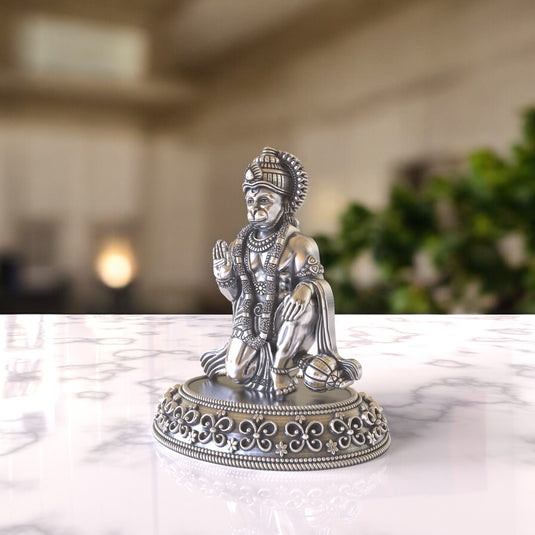 Hanuman Ji Idol 01 – Sterling Silver 925 Hallmark, Strength and Devotion