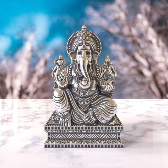 Ganesh Ji Idol 06 – Sterling Silver 925 Hallmark, A Sign of Purity