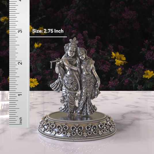 Radha Krishna Ji Idol 02 – Sterling Silver 925 Hallmark, A Symbol of Love & Devotion