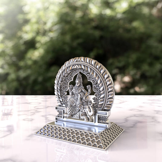 Gaj Lakshmi Ji Idol – Sterling Silver 925 Hallmark, Blessings of Wealth