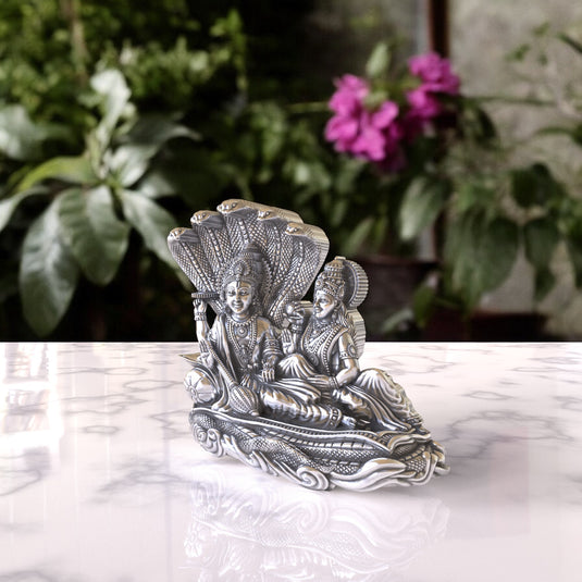 Lakshmi Vishnu Ji Idol – Sterling Silver 925 Hallmark, Peace and Prosperity