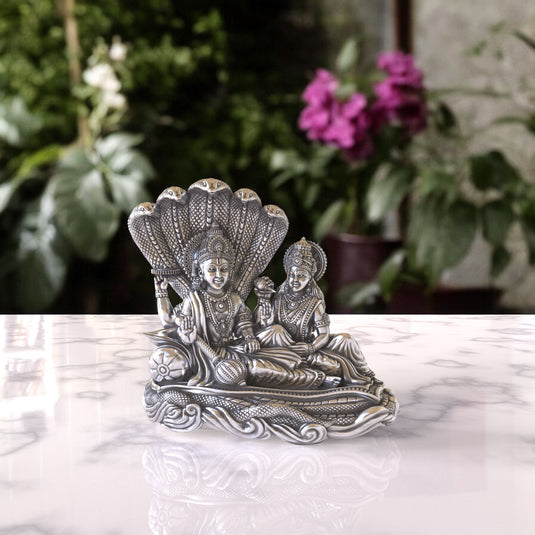 Lakshmi Vishnu Ji Idol – Sterling Silver 925 Hallmark, Peace and Prosperity