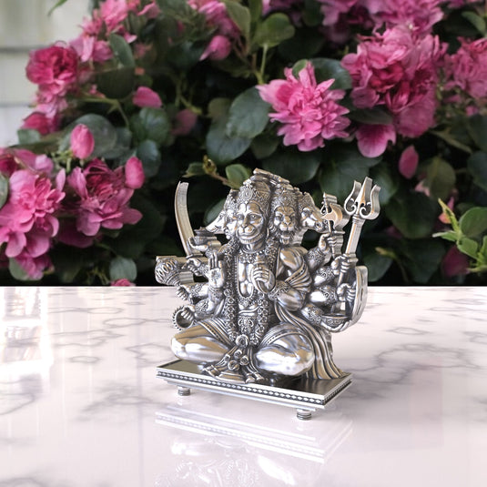 PanchMukhi Hanuman Ji Idol – Sterling Silver 925 Hallmark, Symbol of Strength