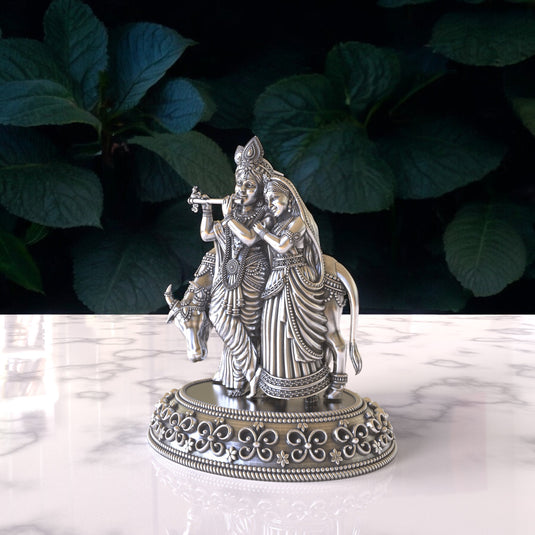 Radha Krishna Ji Idol 01 – Sterling Silver 925 Hallmark, A Symbol of Love & Devotion