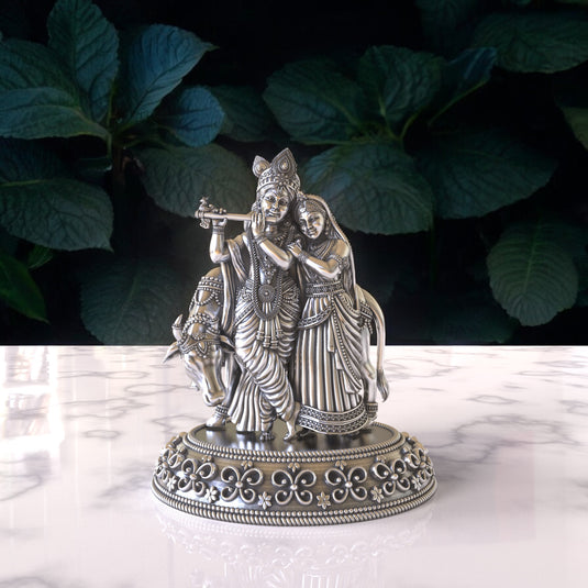 Radha Krishna Ji Idol 01 – Sterling Silver 925 Hallmark, A Symbol of Love & Devotion