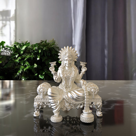 Lakshmi Ji Idol 06 – Sterling Silver 925 Hallmark, Blessings of Wealth