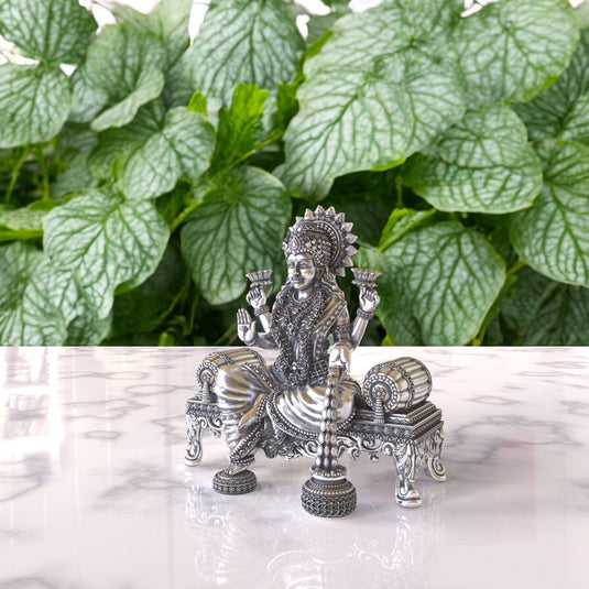 Lakshmi Ji Idol 06 – Sterling Silver 925 Hallmark, Blessings of Wealth