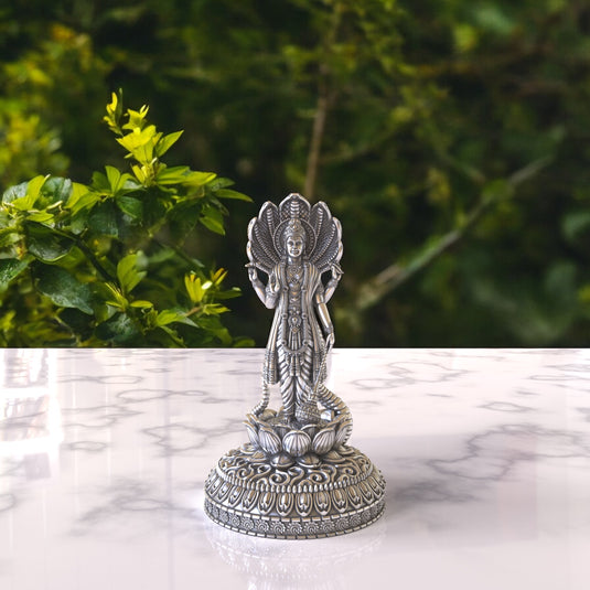 Vishnu Ji Idol 02 – Sterling Silver 925 Hallmark, Peace and Prosperity