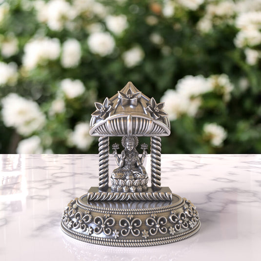 Lakshmi Ji Idol 03 – Sterling Silver 925 Hallmark, Blessings of Wealth