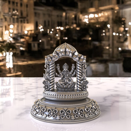 Sanatana Lakshmi Ji Idol – Sterling Silver 925 Hallmark, Blessings of Wealth