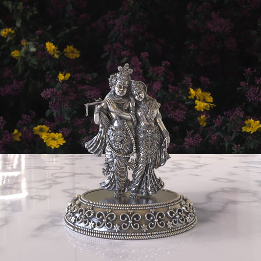 Radha Krishna Ji Idol 02 – Sterling Silver 925 Hallmark, A Symbol of Love & Devotion