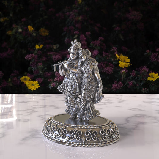 Radha Krishna Ji Idol 02 – Sterling Silver 925 Hallmark, A Symbol of Love & Devotion