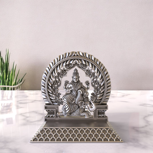 Gaj Lakshmi Ji Idol – Sterling Silver 925 Hallmark, Blessings of Wealth