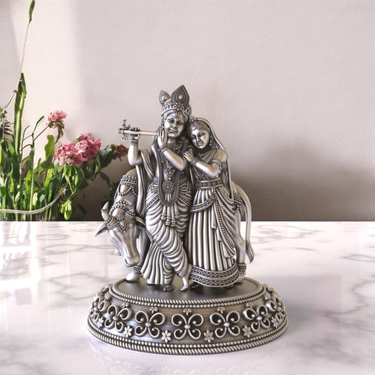 Radha Krishna Ji Idol 01 – Sterling Silver 925 Hallmark, A Symbol of Love & Devotion