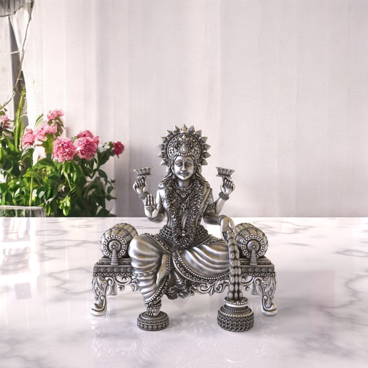 Lakshmi Ji Idol 06 – Sterling Silver 925 Hallmark, Blessings of Wealth