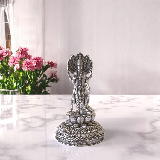 Vishnu Ji Idol 02 – Sterling Silver 925 Hallmark, Peace and Prosperity