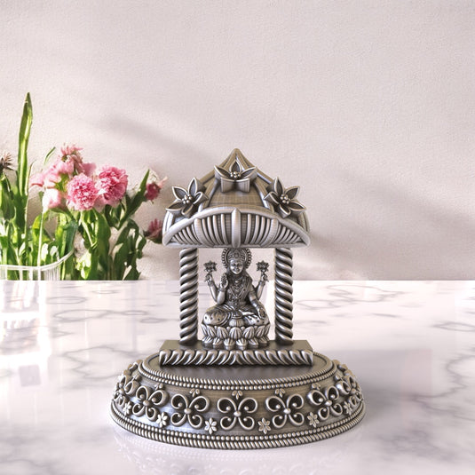 Lakshmi Ji Idol 03 – Sterling Silver 925 Hallmark, Blessings of Wealth