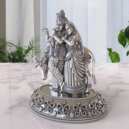 Radha Krishna Ji Idol 01 – Sterling Silver 925 Hallmark, A Symbol of Love & Devotion