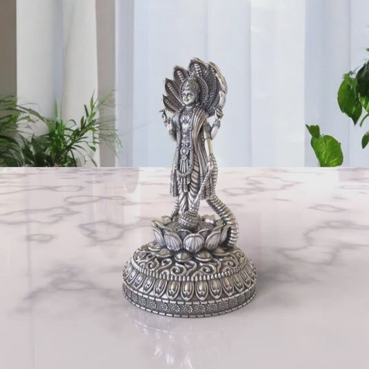 Vishnu Ji Idol 02 – Sterling Silver 925 Hallmark, Peace and Prosperity