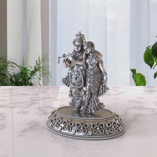 Radha Krishna Ji Idol 02 – Sterling Silver 925 Hallmark, A Symbol of Love & Devotion