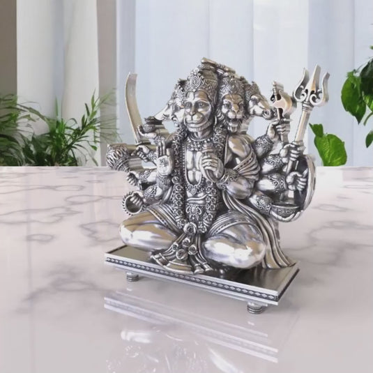 PanchMukhi Hanuman Ji Idol – Sterling Silver 925 Hallmark, Symbol of Strength